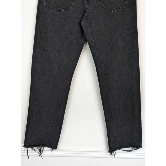 Princess Polly Jeans Denim Ripped Distressed Straight Button Fly Black Size 8 - Picture 9 of 14